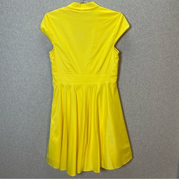 Betsey Johnson Pin Up Retro Fit n Flare Cap Sleeve Surplice Yellow Dress - Picture 7 of 8